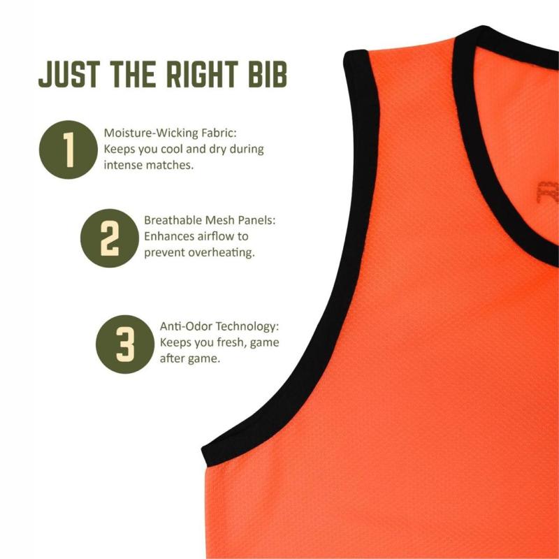 Hero Sports Training Vest Pack of 10 – Orange/Green with Black Trim (Unisex, Lightweight)