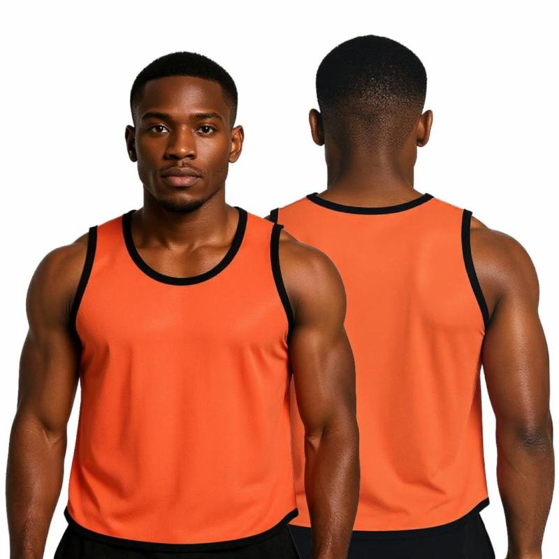 Hero Sports Training Vest Pack of 10 – Orange/Green with Black Trim (Unisex, Lightweight)
